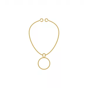 Gold line drawing of a pendant on a chain