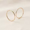 Fine gold hoop earrings, side view